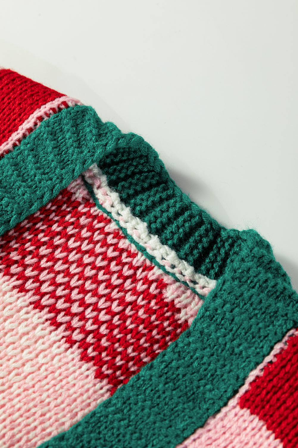 Pink Colorblock Checkered Open Front Knit Cardigan💕