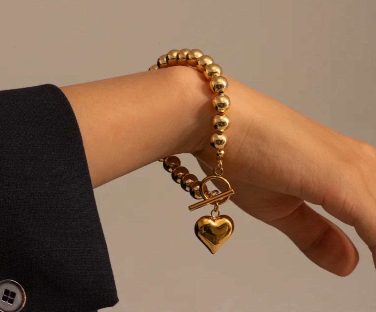 🌟Set de Cadena y Pulsera con Diseño de Corazón🩷Grande, Súper a la Moda, Ideal para Que La mujer Luzca Hermosa🌟