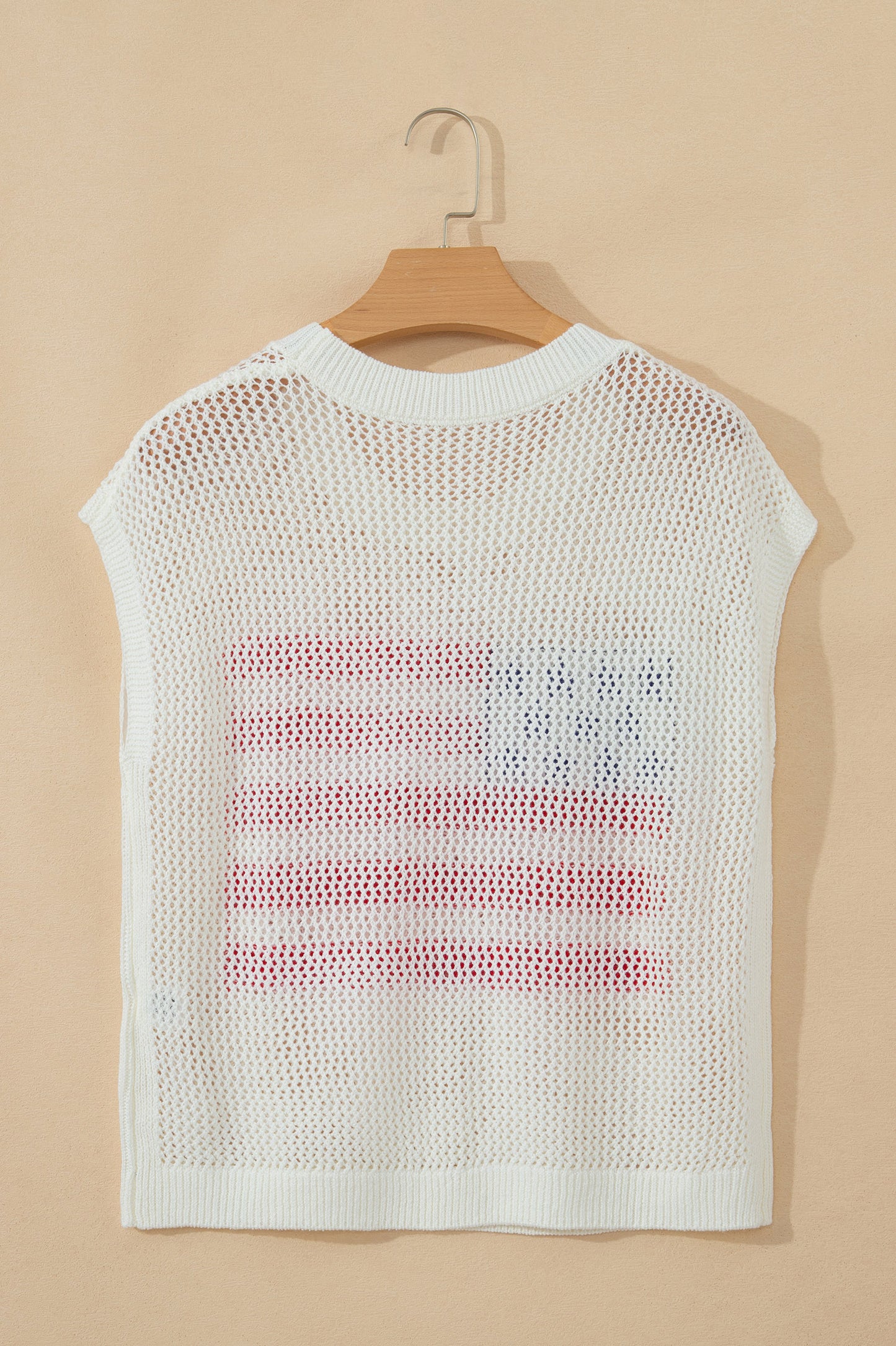 Fiery Red Flag Graphic Short Sleeve Sweater Top🇺🇸🎆