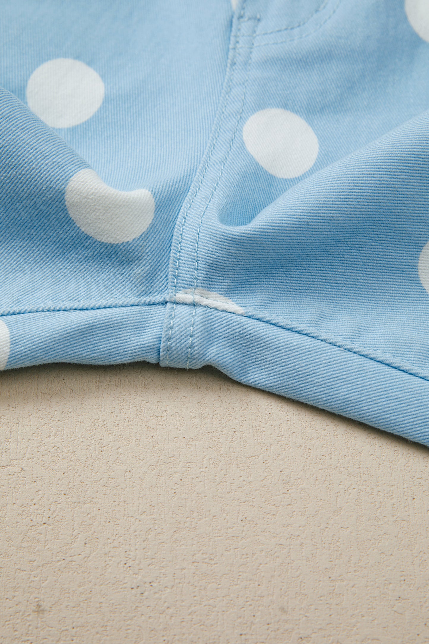 Sky Blue Polka Dot Print Raw Hem Shift Jeans