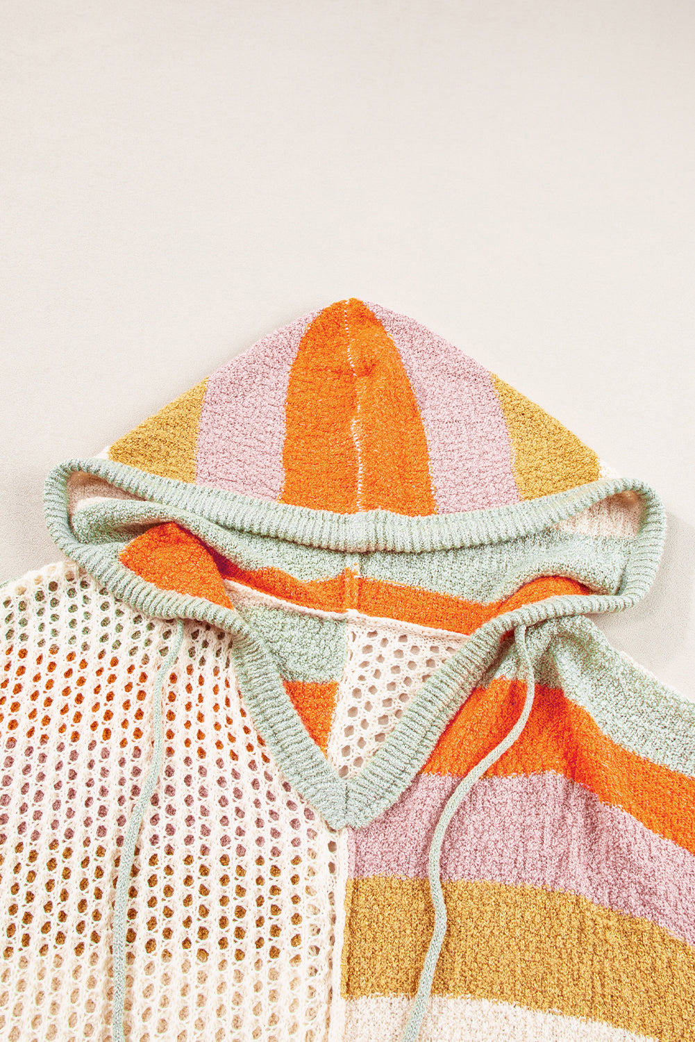 Pink Oversized Colorblock V Neck Hooded Sweater💕