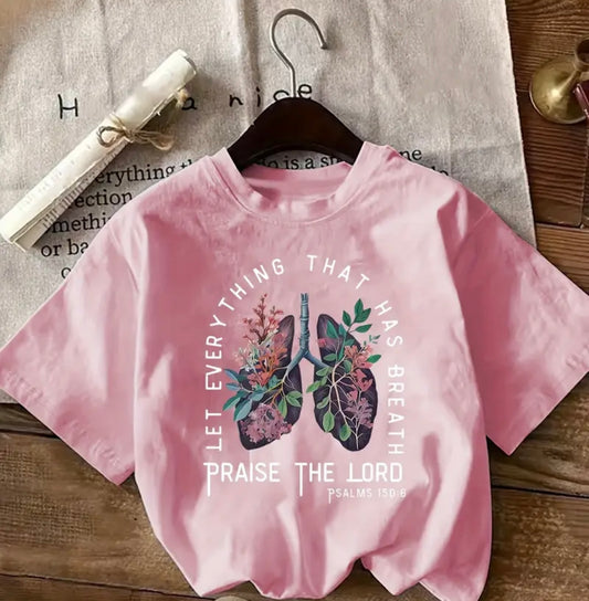 Blusa con mensaje bíblico para mujer, Con diseño de pulmones florecidos, Perfecto para regalos religiosos