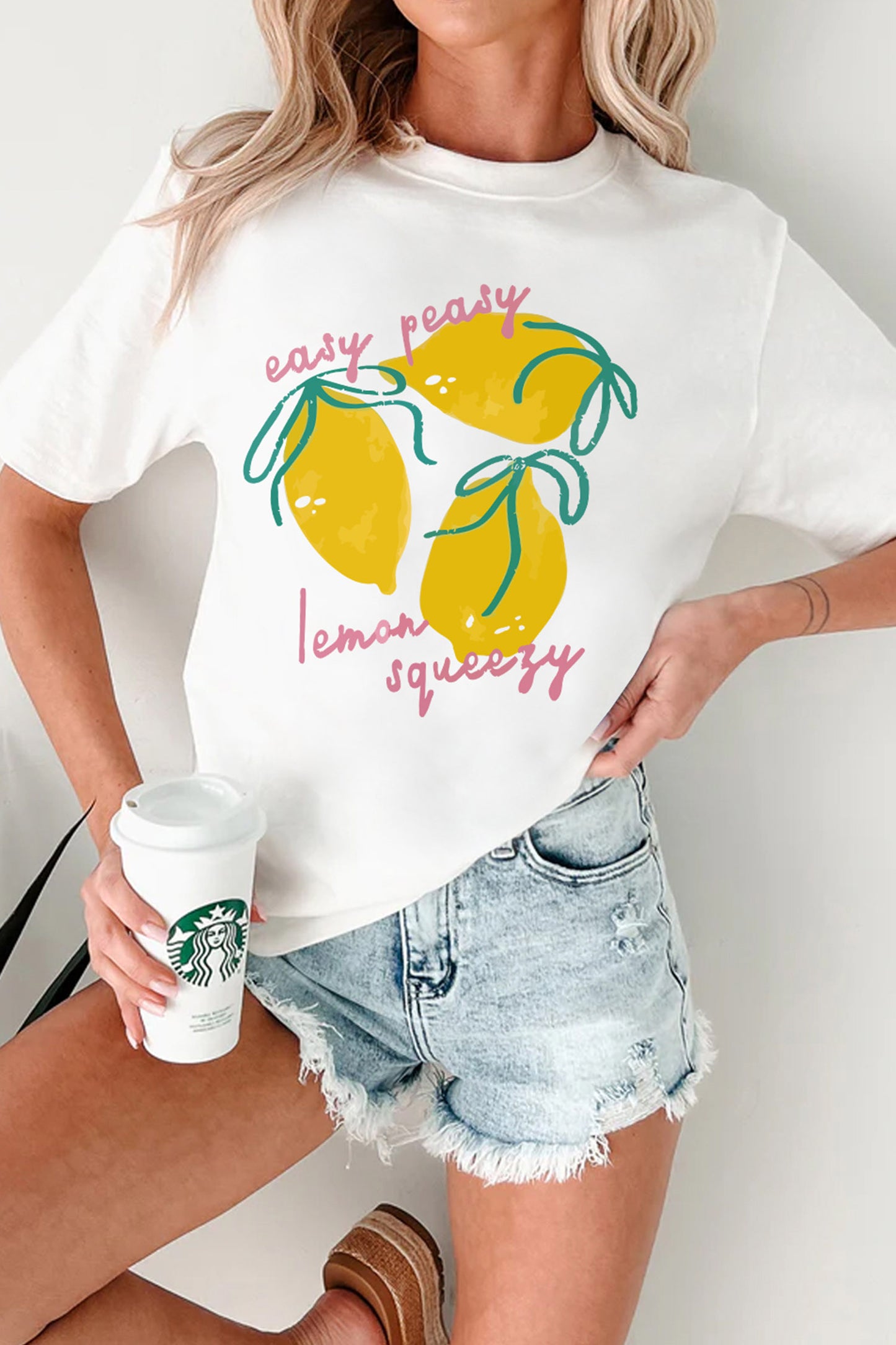 White Easy Peasy Lemon Squeezy Graphic Tee