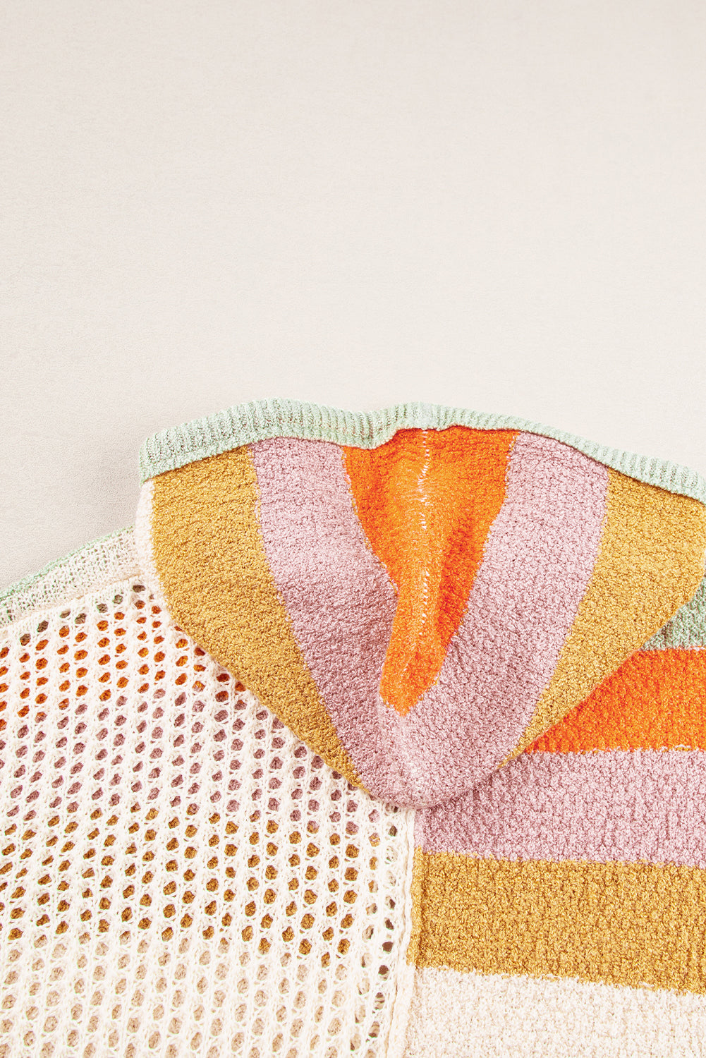 Pink Oversized Colorblock V Neck Hooded Sweater💕