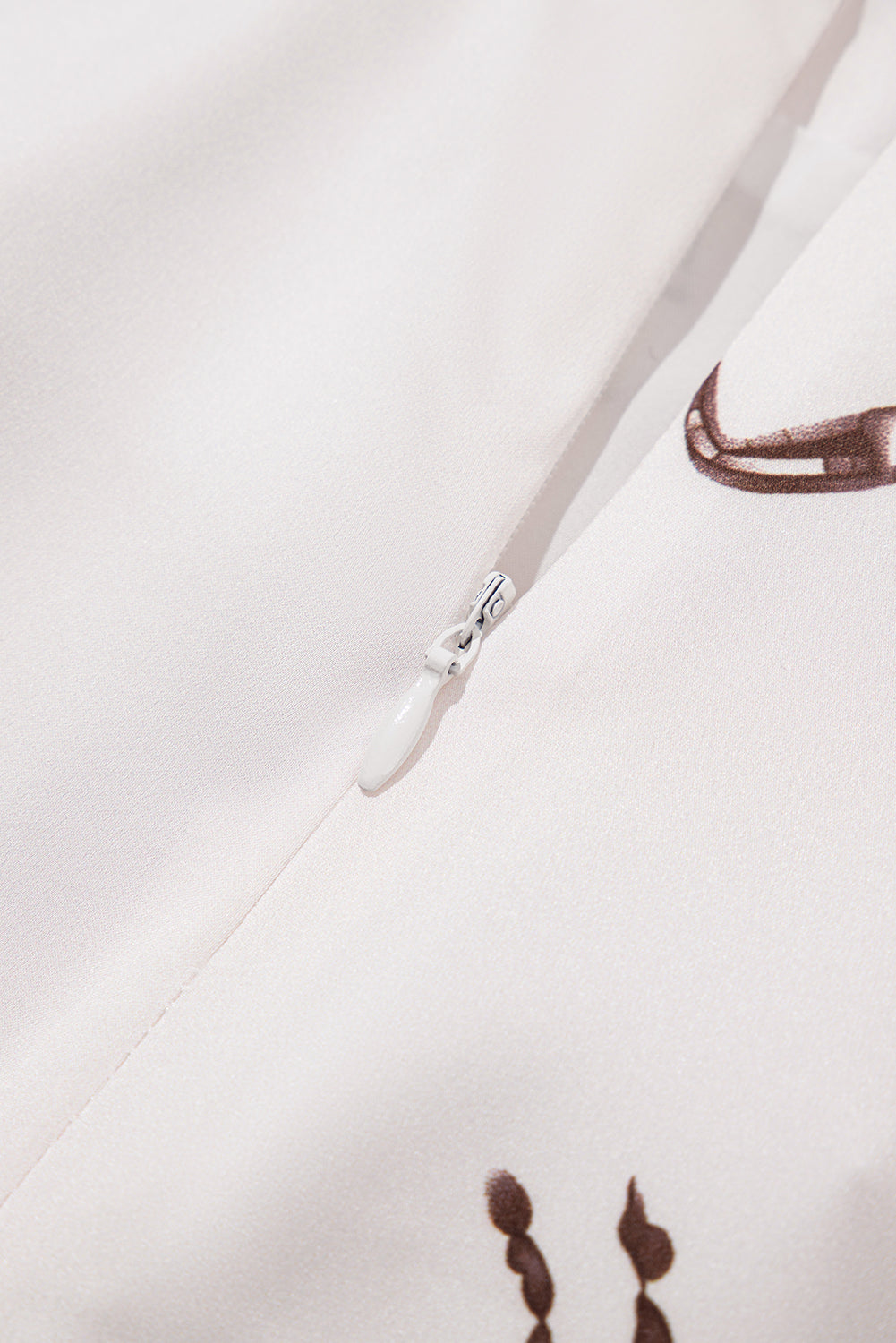 White Western Print Satin Long Skirt