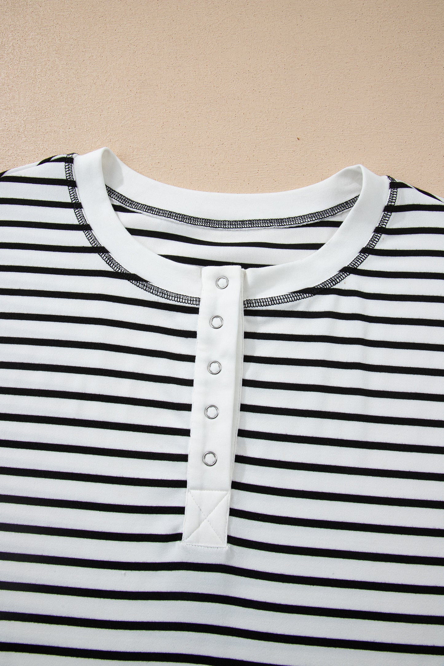 Brown Stripe Half Buttons Top and Shorts Set