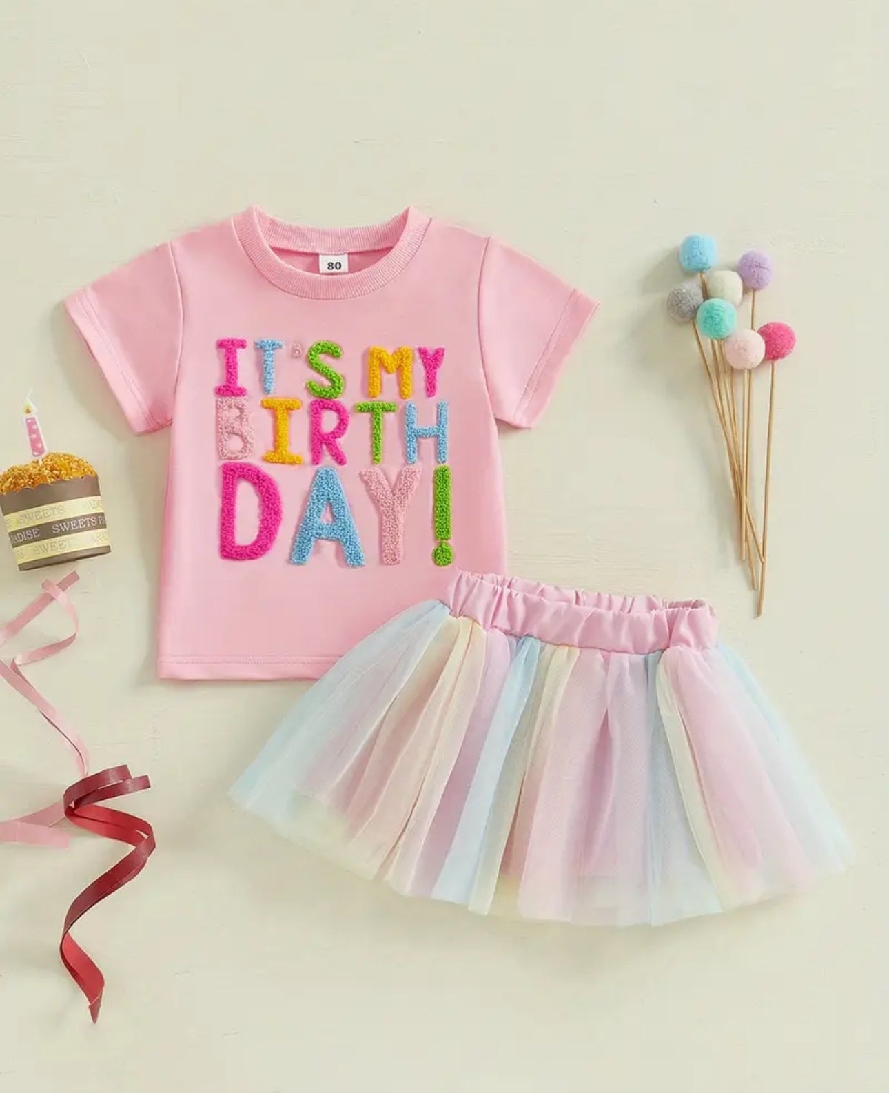 💕Happy Birth Day skirt and blouse set for girls 👧🏻💕