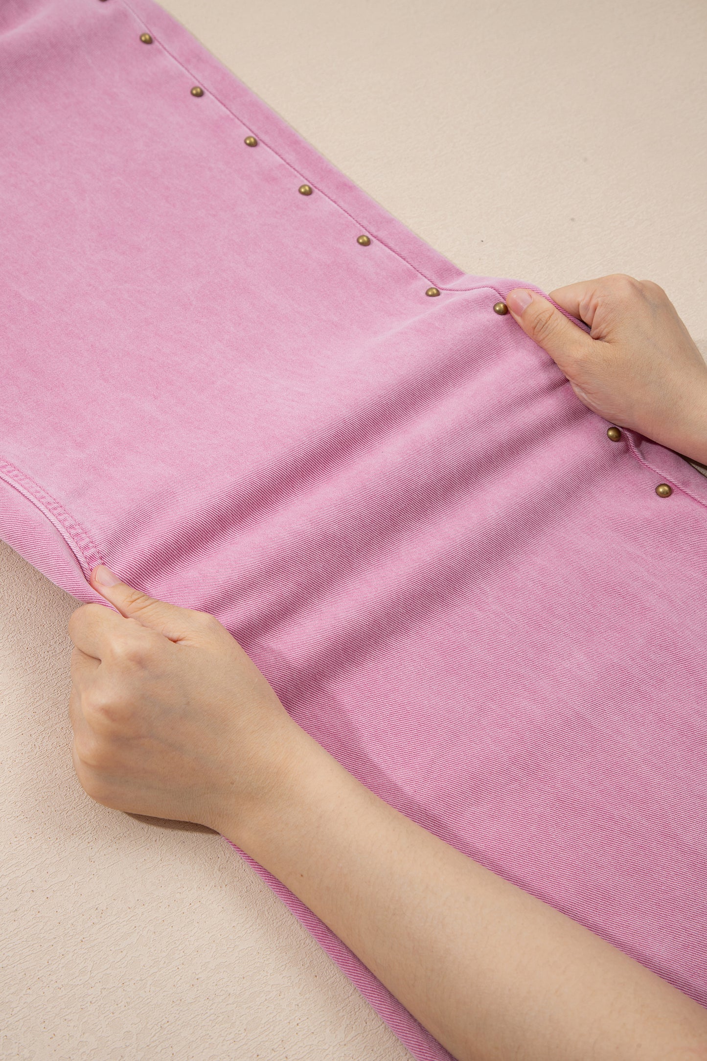 Pink Beaded Side Detail Split Loose Jeans🌸