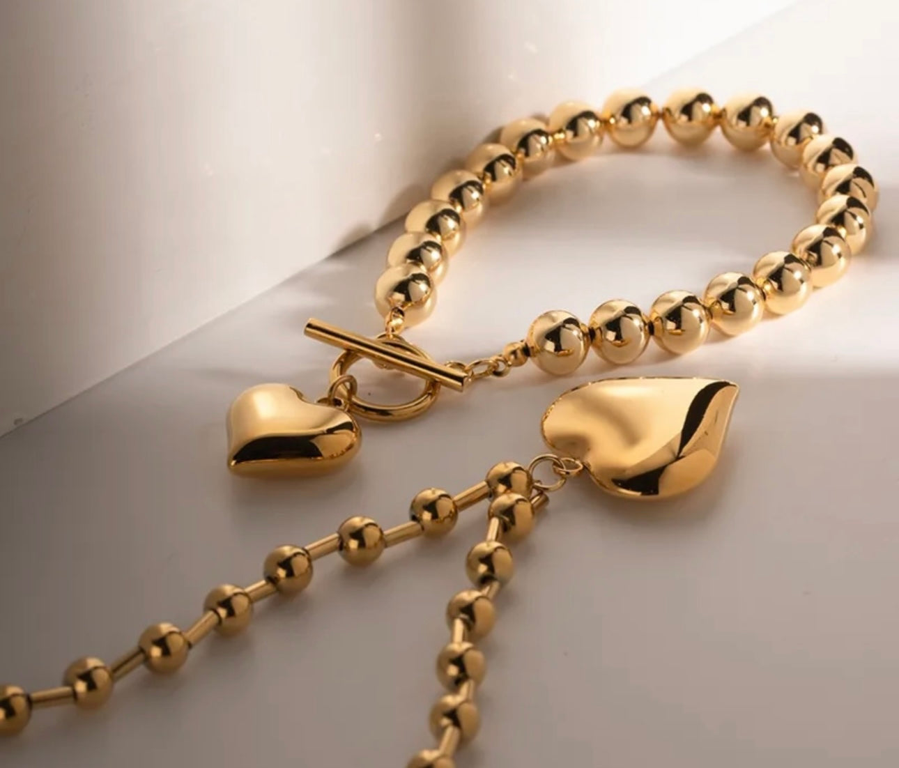 🌟Set de Cadena y Pulsera con Diseño de Corazón🩷Grande, Súper a la Moda, Ideal para Que La mujer Luzca Hermosa🌟