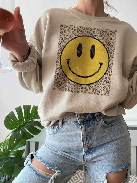 😃Be HAPPY LEOPARD GRAPHIC SWEATSHIRT REGULAR SIZE😃