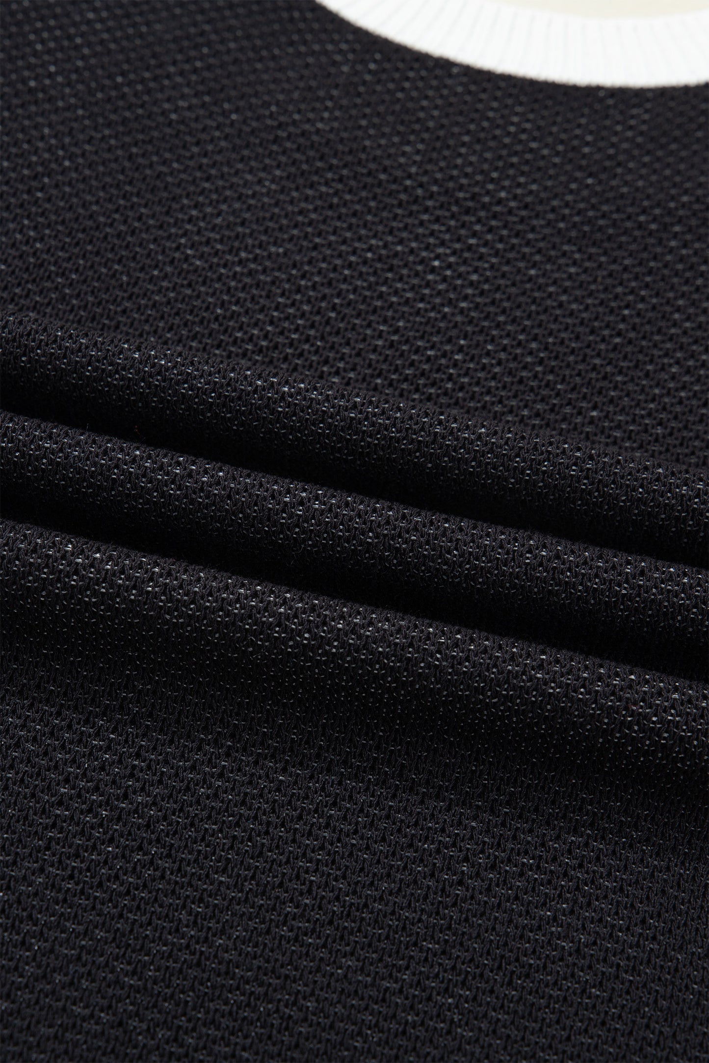 Goat Horse Shoe Pattern Contrast Trim Short Sleeve Sweater🤎