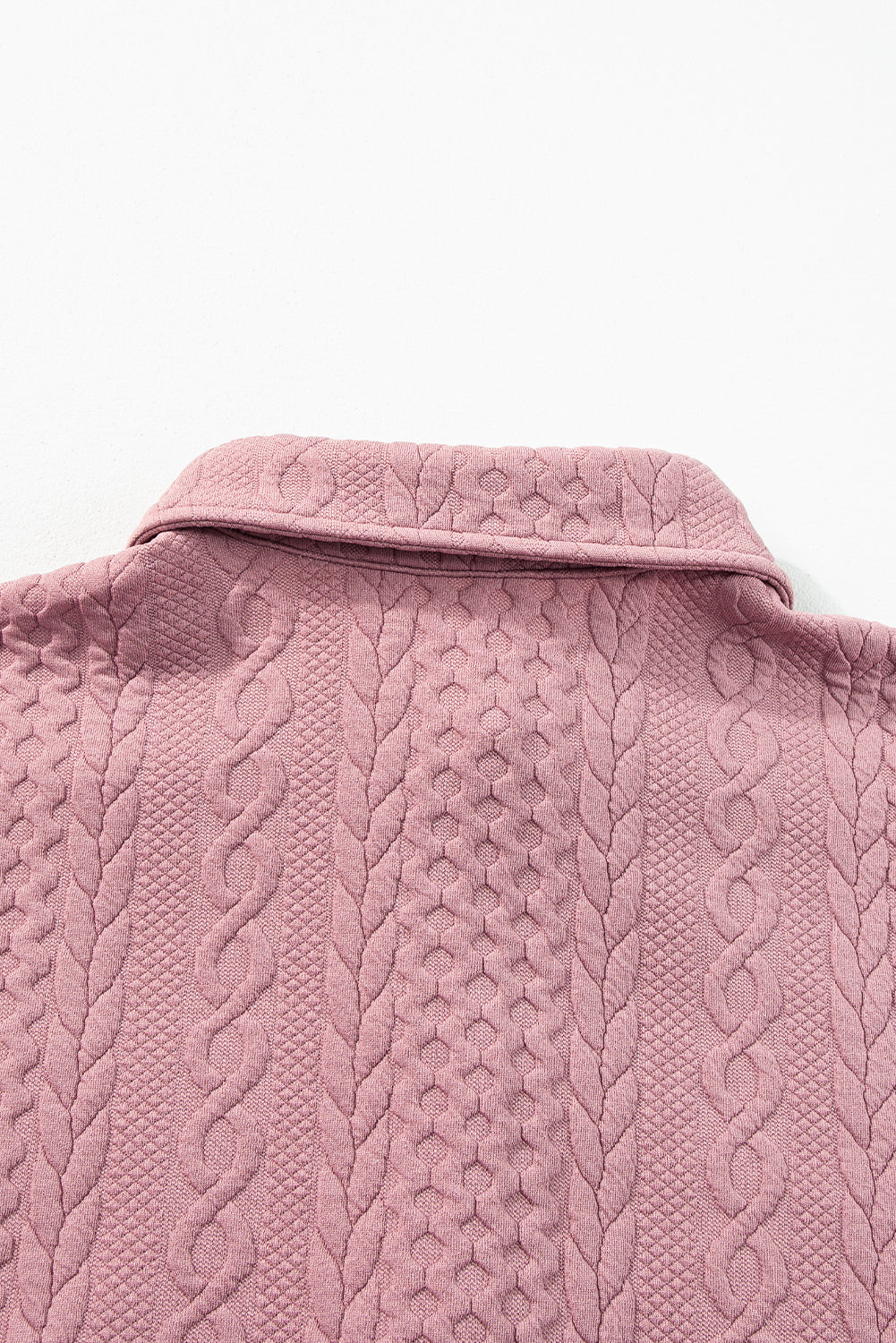 Sepia Rose Cable Texture Puff Sleeve Loose Shacket🌸