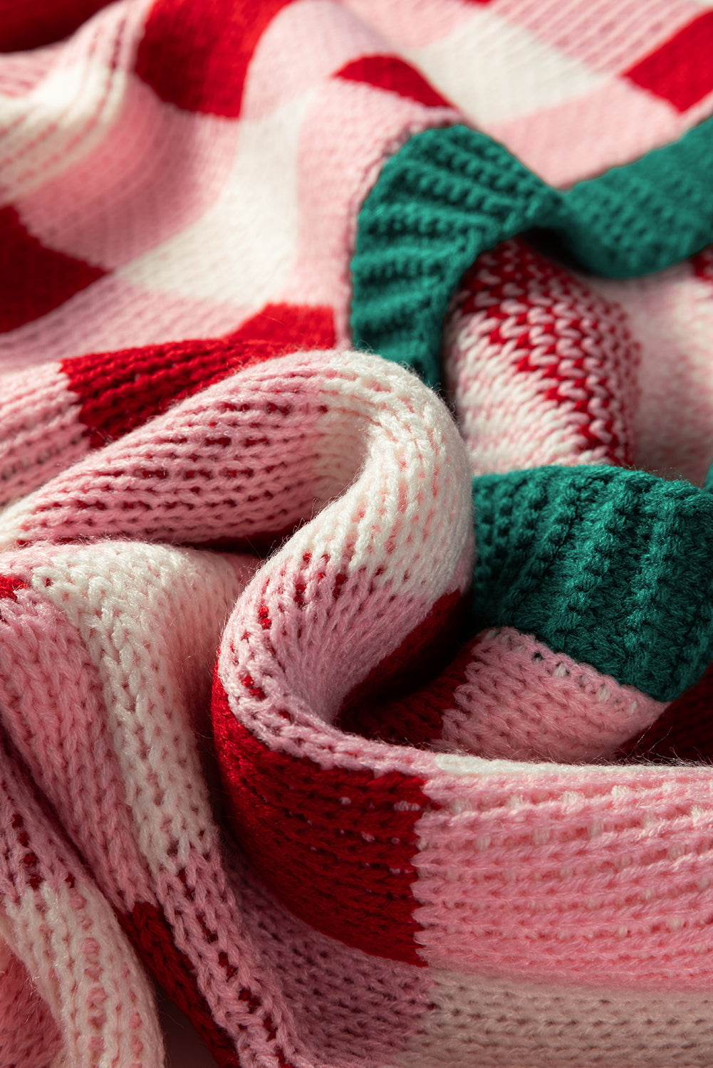 Pink Colorblock Checkered Open Front Knit Cardigan💕