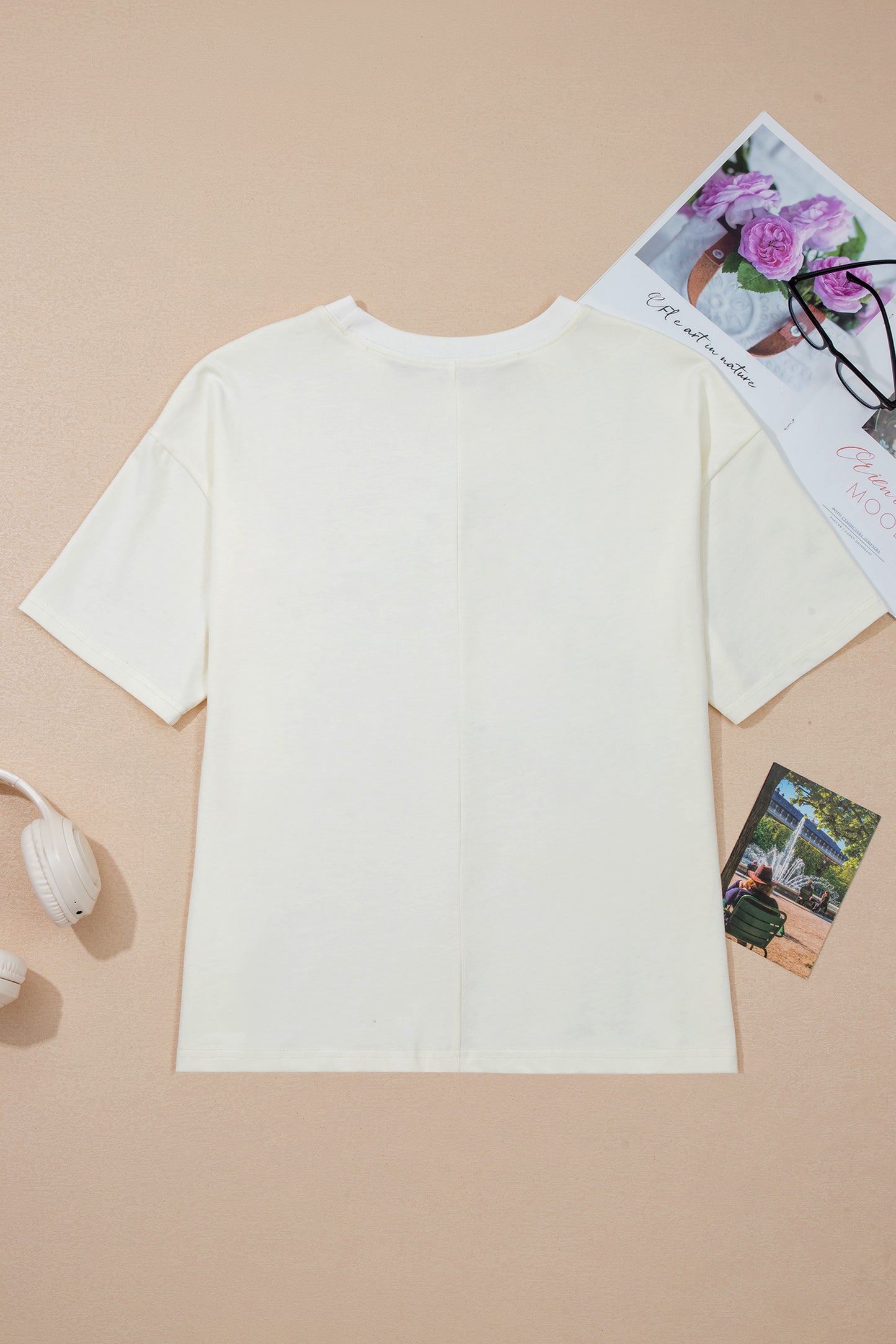 Beige Star Print Stud Detail Cotton Jersey Top🌟