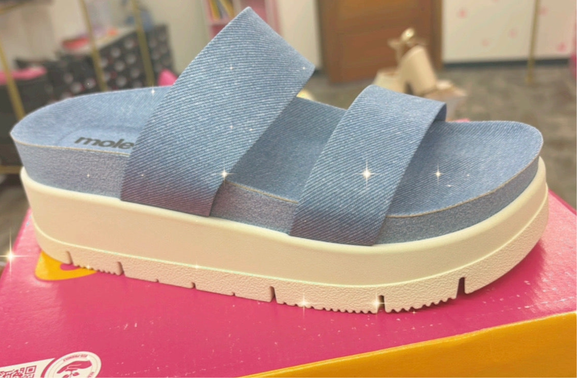 🩵Open flat shoes made of mahón de material🩵