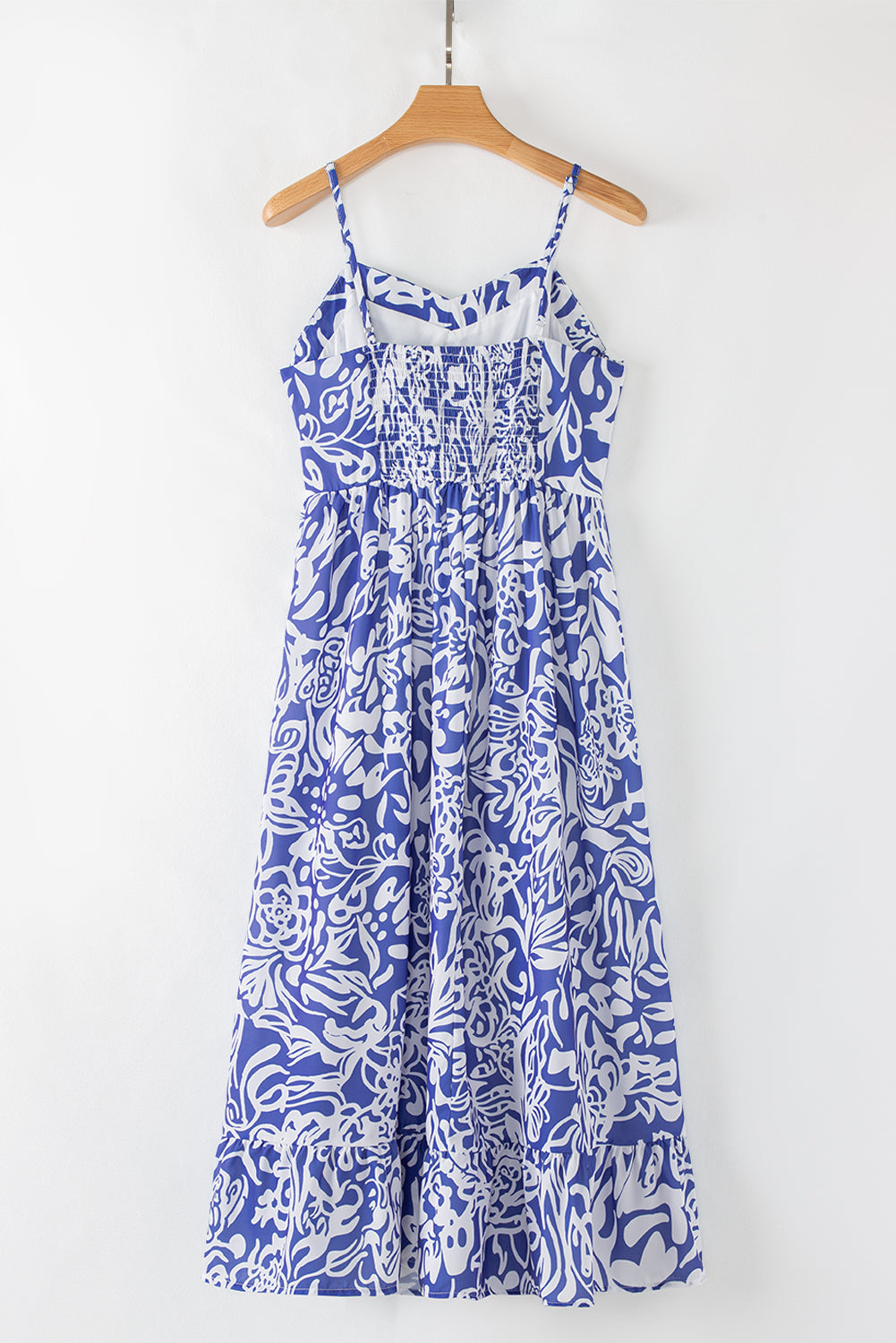 Sky Blue Floral Print Spaghetti Strap High Waist Maxi Dress💙