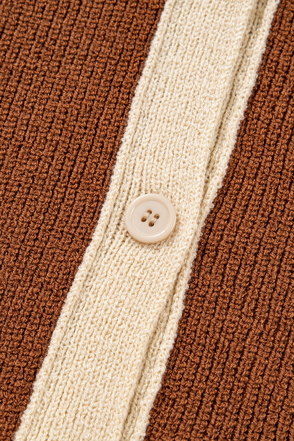 Chestnut Contrast Color V Neckline Knit Cardigan🤎