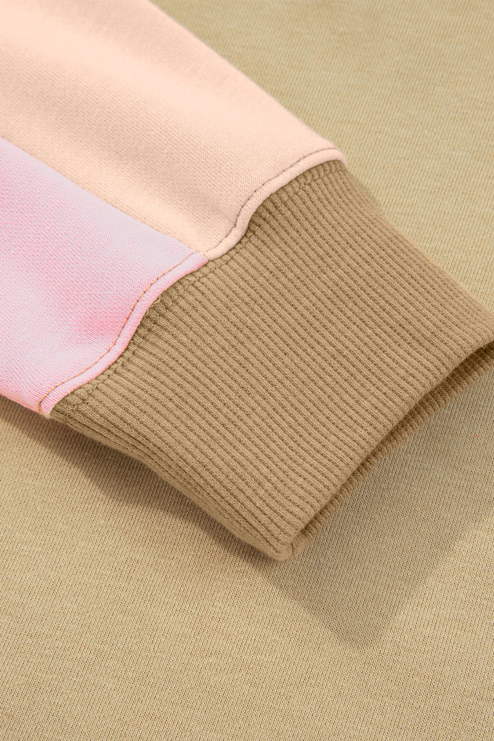 Rose Pink Star Patchwork Exposed Seam Uneven Hem Sweatshirt