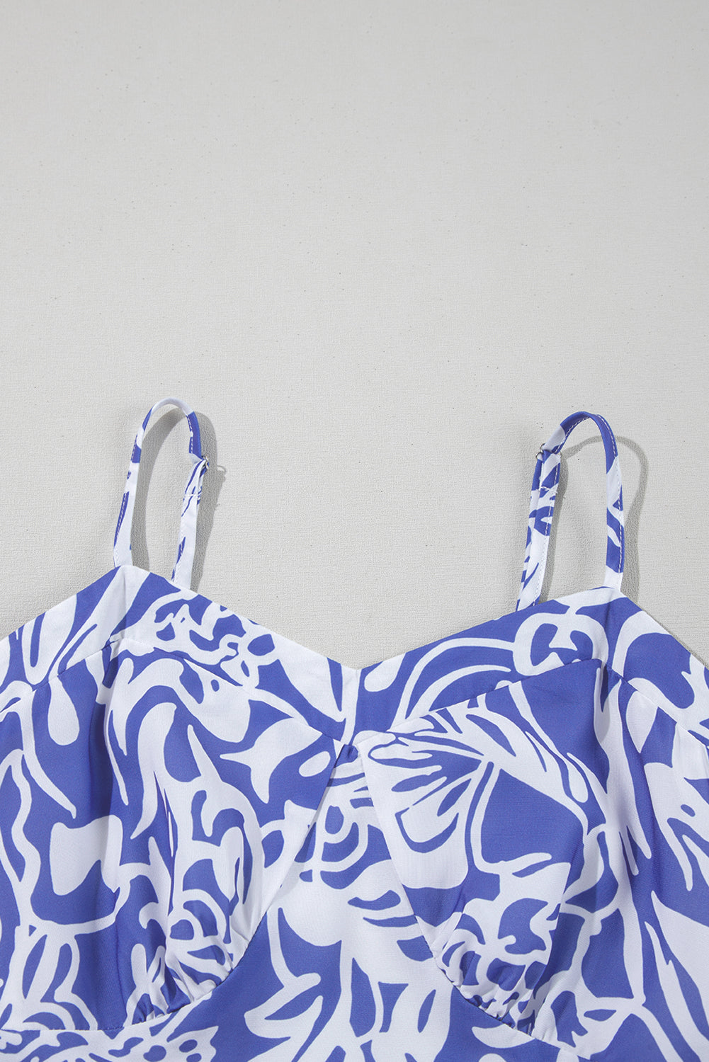 Sky Blue Floral Print Spaghetti Strap High Waist Maxi Dress💙