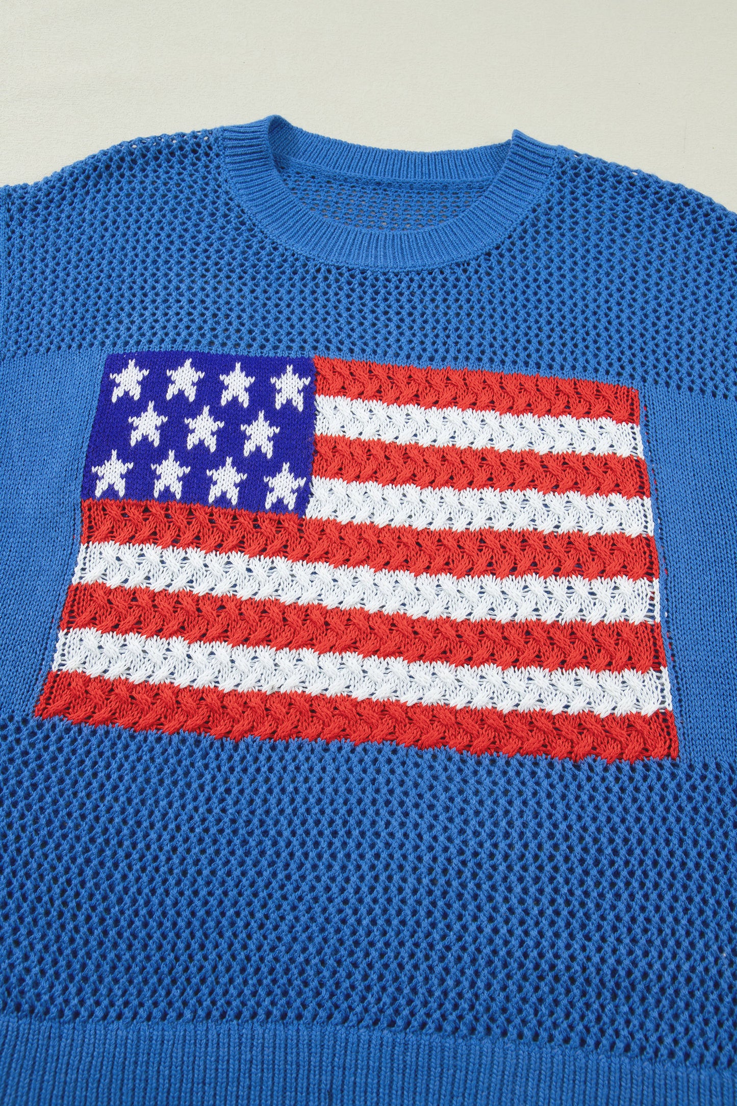 Fiery Red Flag Graphic Short Sleeve Sweater Top🇺🇸🎆
