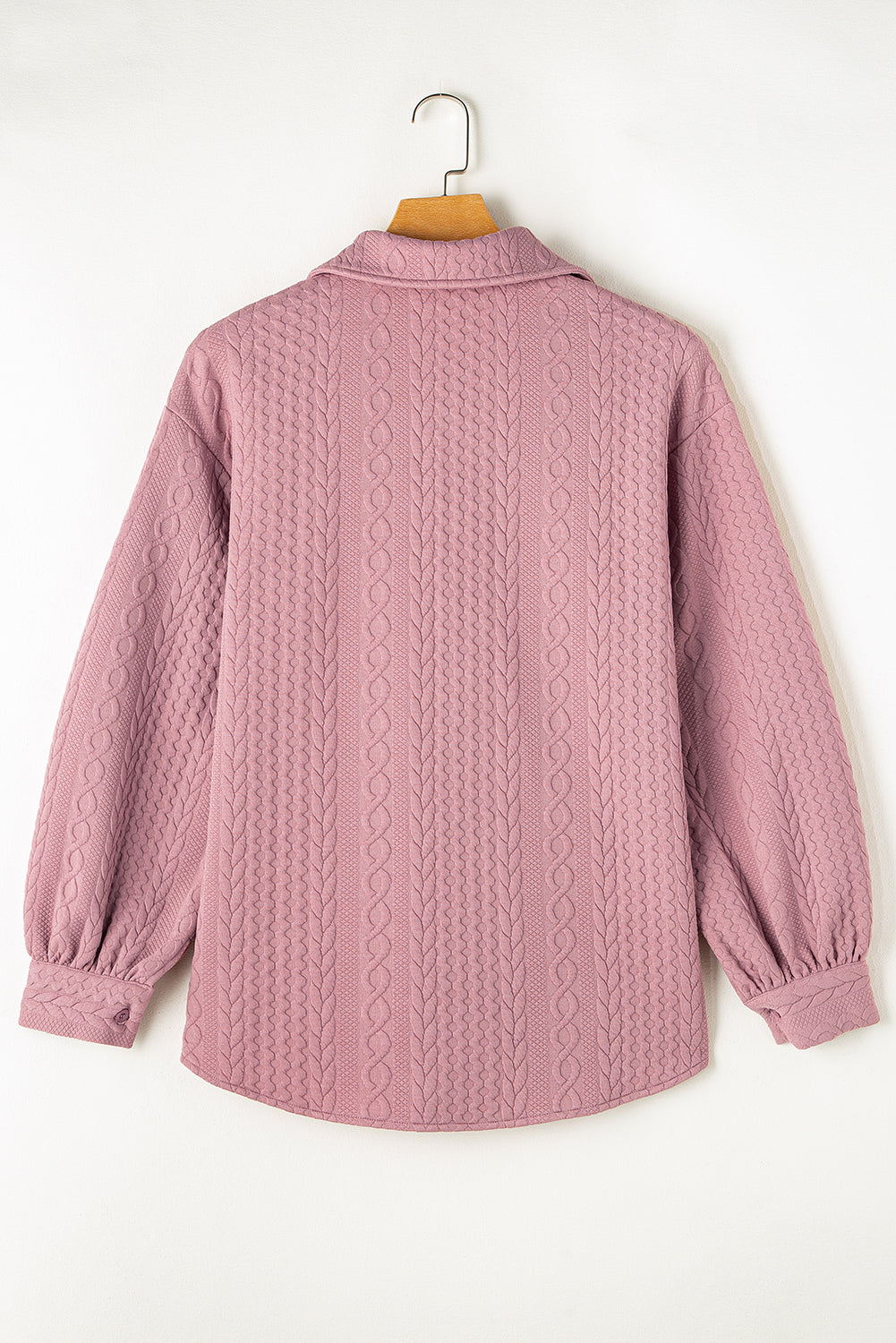 Sepia Rose Cable Texture Puff Sleeve Loose Shacket🌸