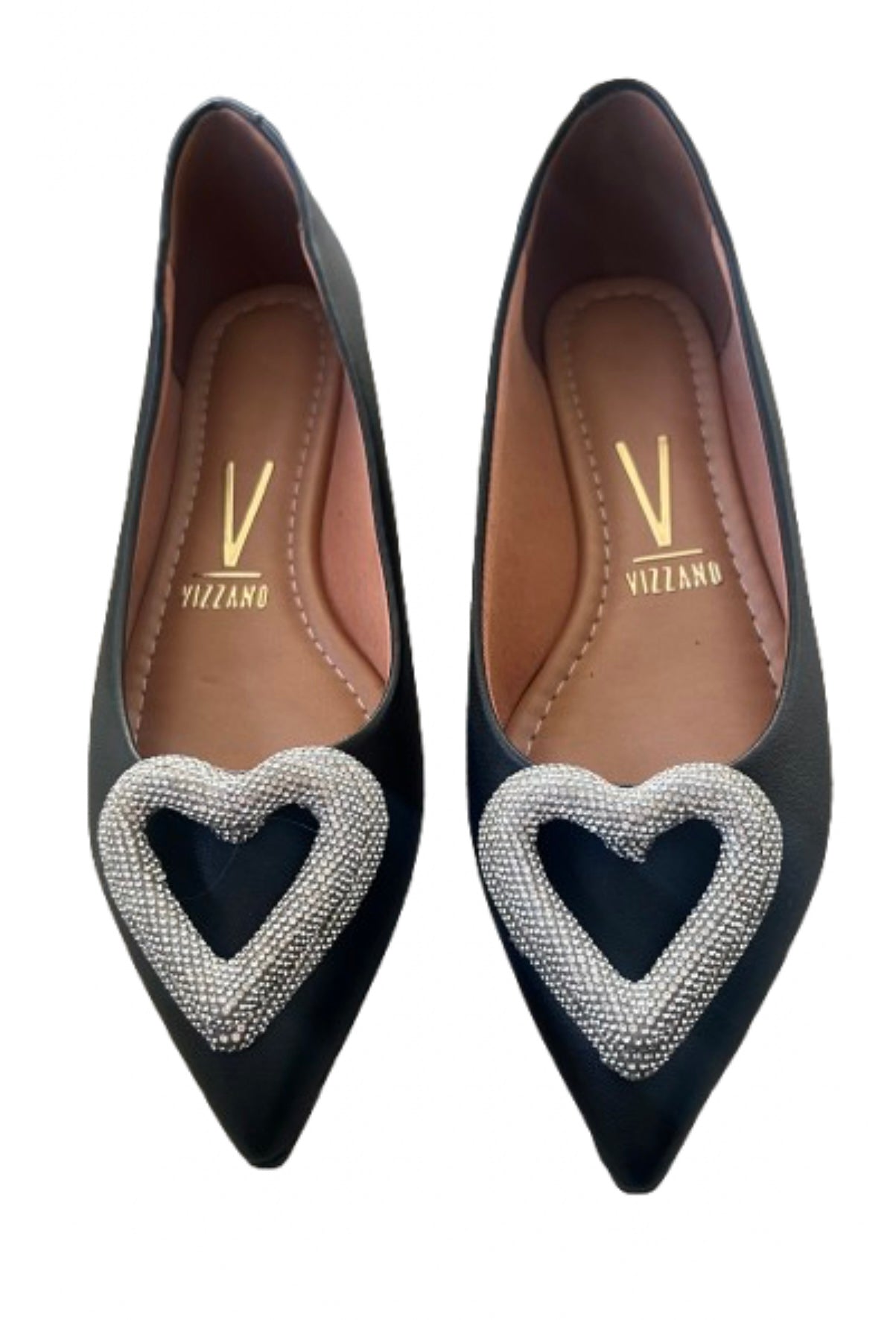 ✨VIZZANO Flat Shoes with Black Heart Style, With Heart Design✨