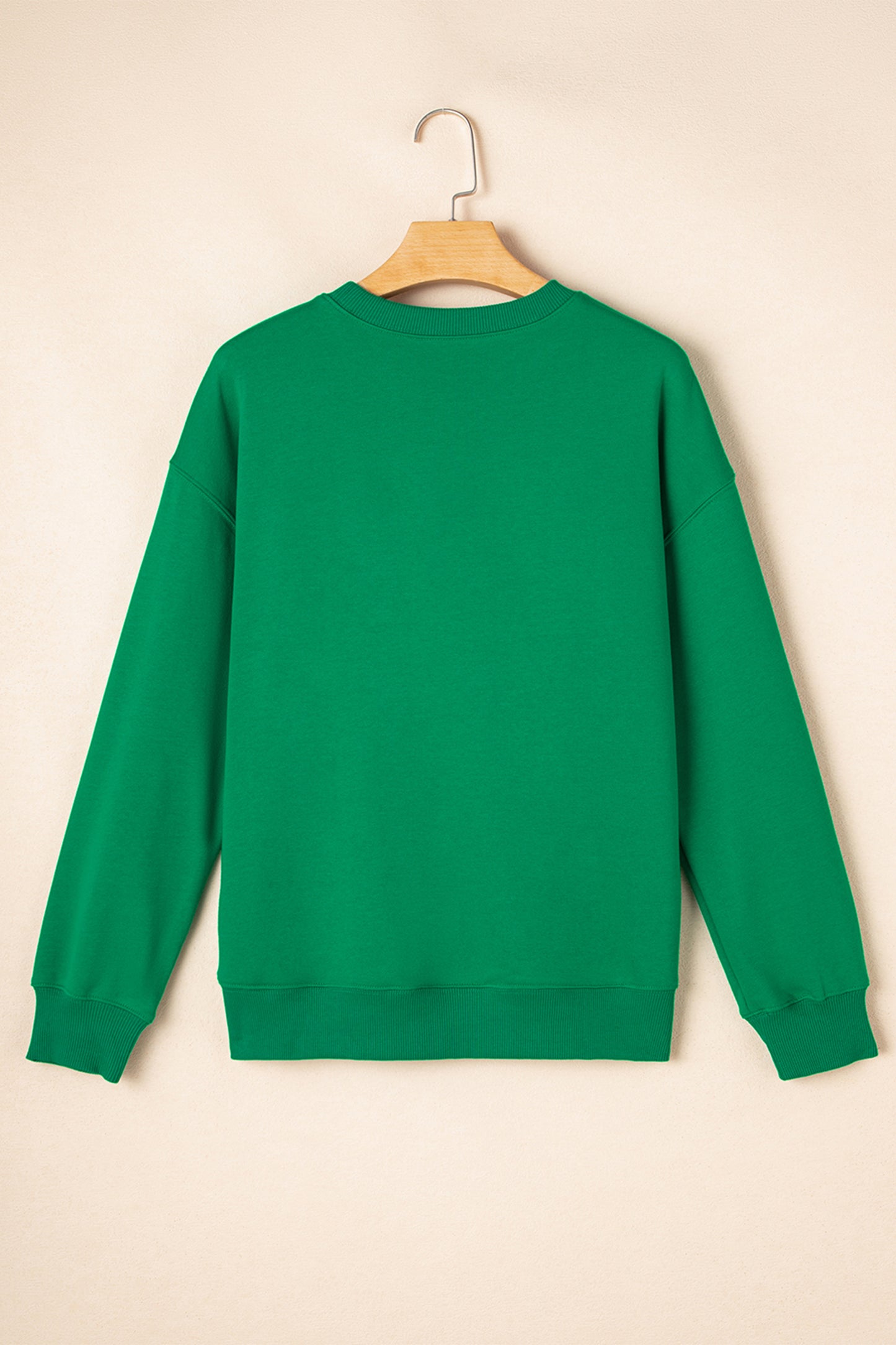 Dark Green LUCKY Clover Letter Printed Loose Pullover Sweatshirt☘️