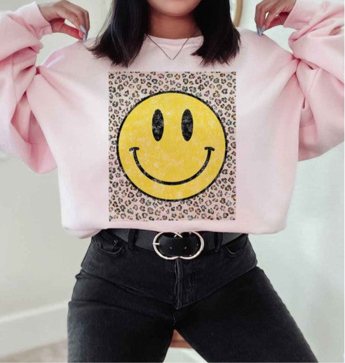 😃Be HAPPY LEOPARD GRAPHIC SWEATSHIRT REGULAR SIZE😃