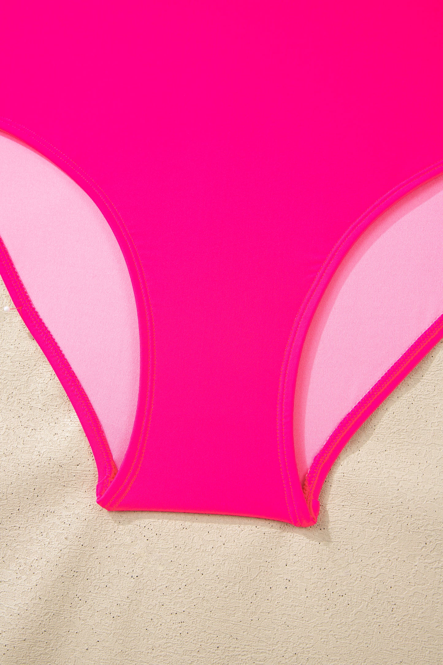 Pink Shell Stitched Trim V Neck Textured Mix and Match High Waist Bikinis