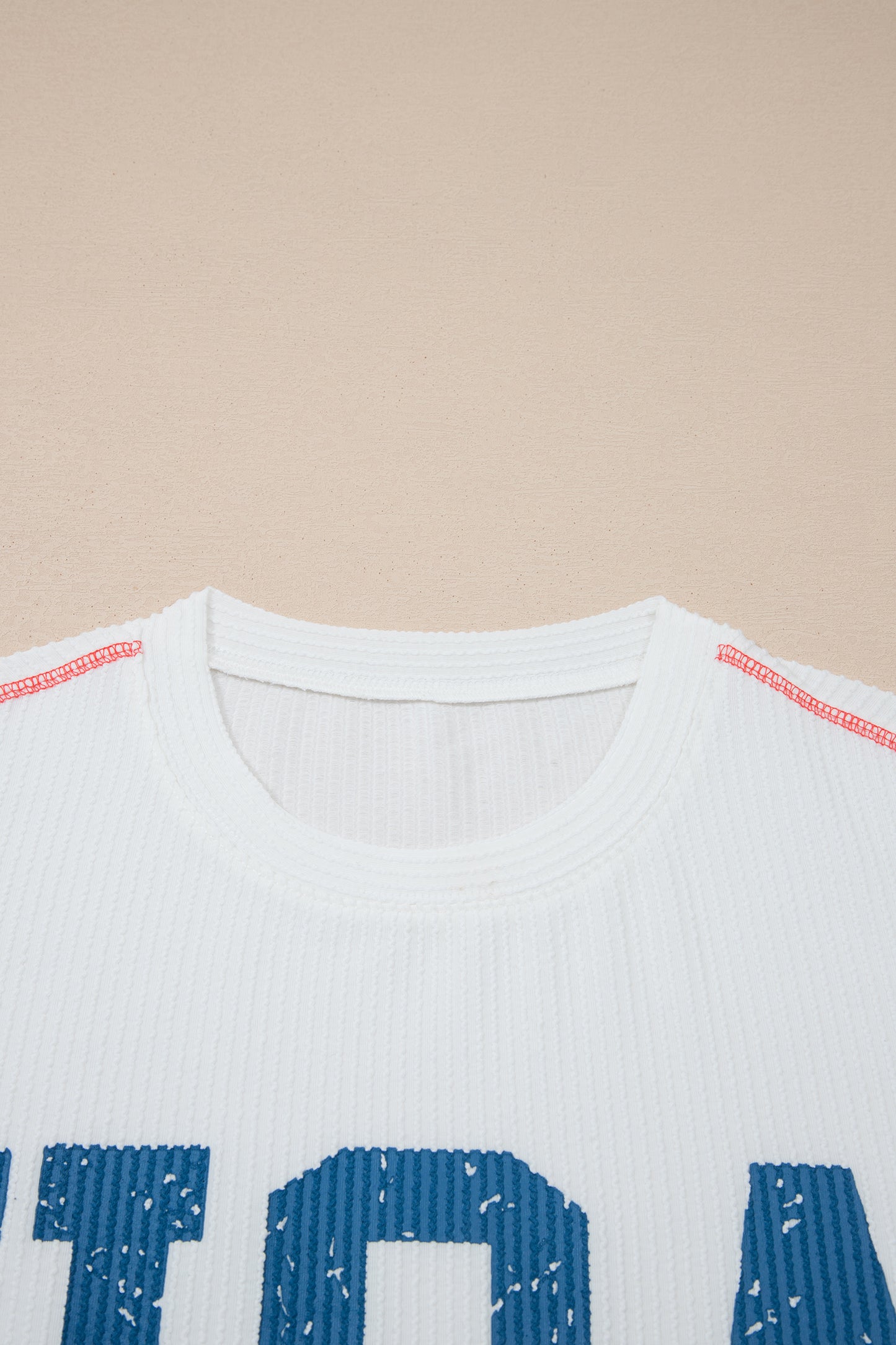 Beau Blue USA Graphic Half Sleeve Loose Ribbed Top