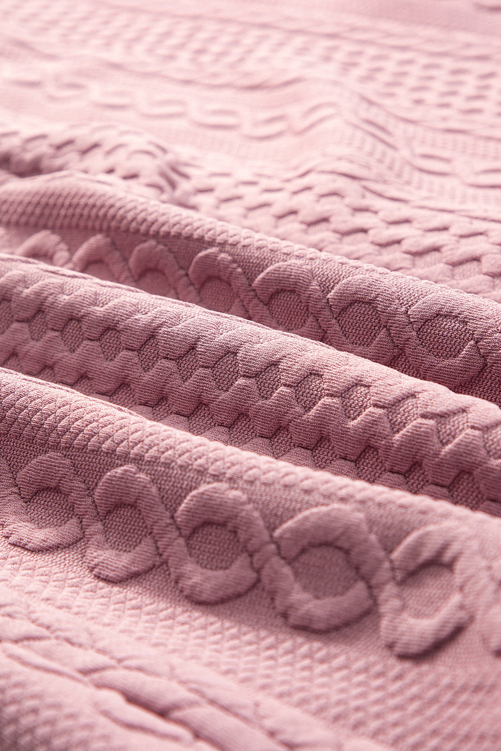 Sepia Rose Cable Texture Puff Sleeve Loose Shacket🌸