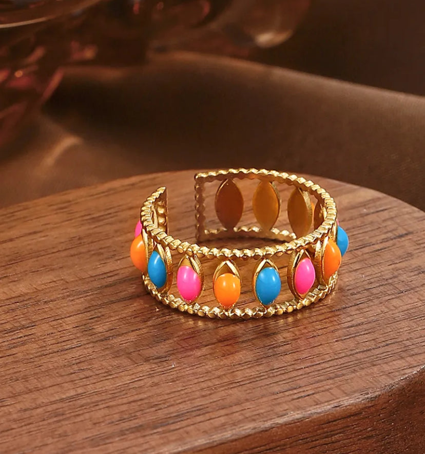 Stainless Steel ring, one size, with bright colors✨