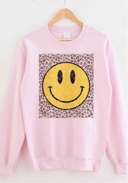 😃Be HAPPY LEOPARD GRAPHIC SWEATSHIRT REGULAR SIZE😃