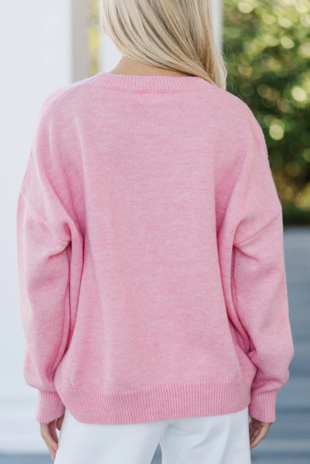 Pink Corded Love Script Graphic Baggy Sweater💕