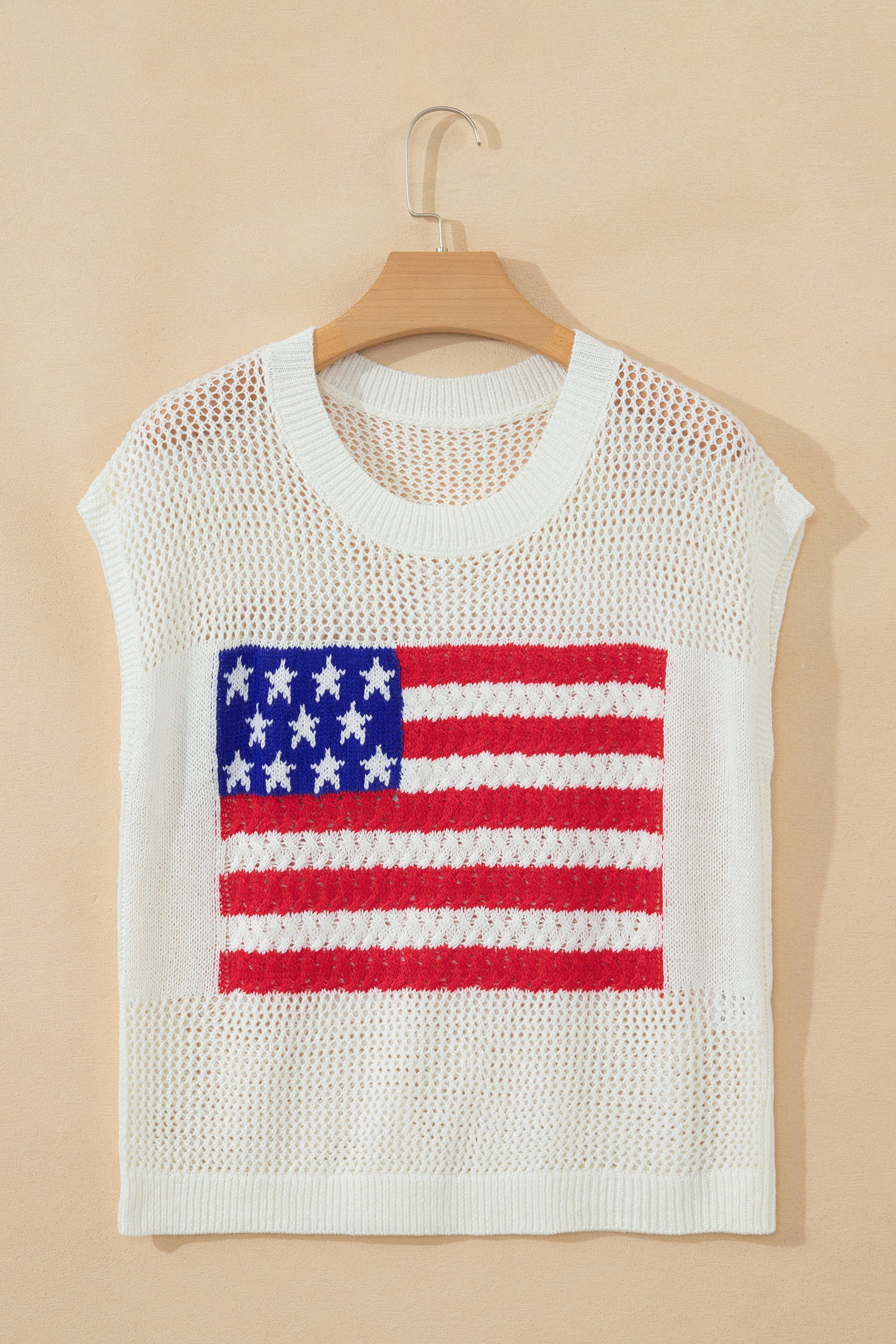 Fiery Red Flag Graphic Short Sleeve Sweater Top🇺🇸🎆