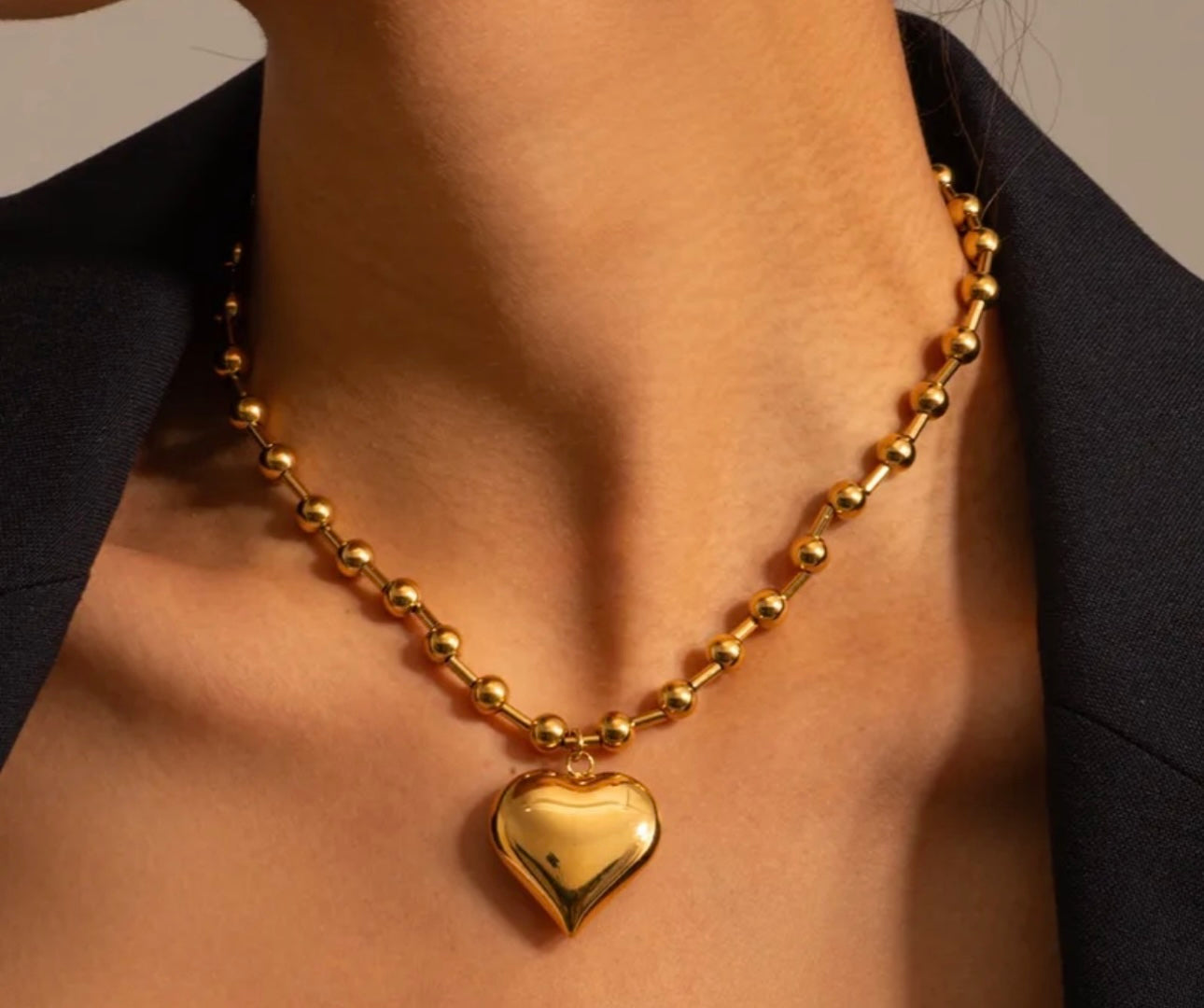 🌟Set de Cadena y Pulsera con Diseño de Corazón🩷Grande, Súper a la Moda, Ideal para Que La mujer Luzca Hermosa🌟
