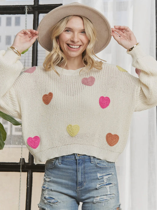 💕Long-sleeved coat with heart designs 💕