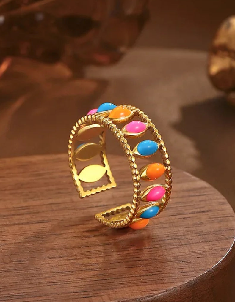 Stainless Steel ring, one size, with bright colors✨