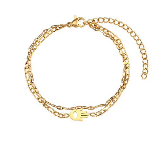 Pulsera de acero inoxidable con mano de Hamsa, adecuada para uso diario de mujeres, Ideal para regalo femenino Elegante y Versátil