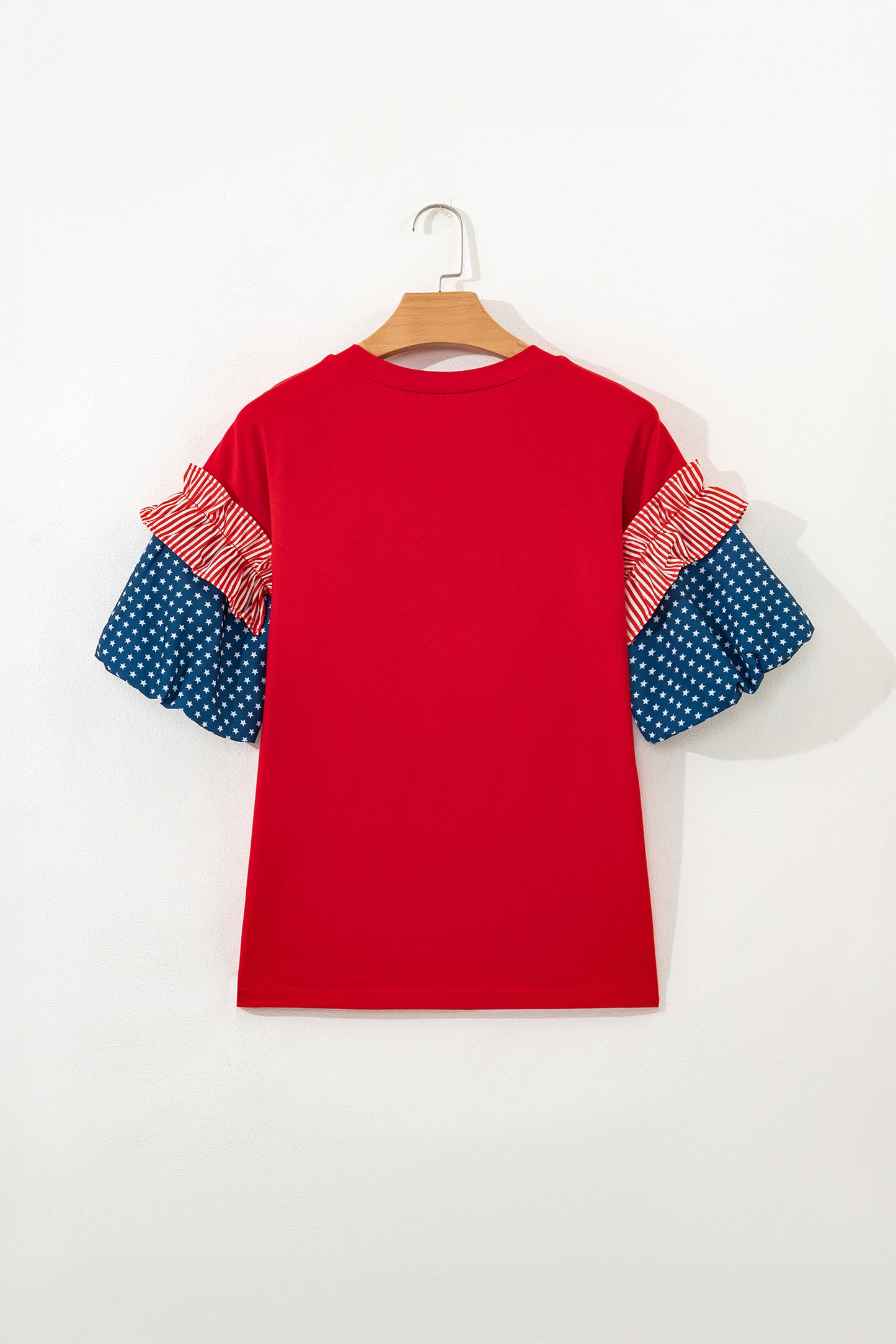 Beau Blue Stars Stripes Short Puff Sleeve Top🇺🇸