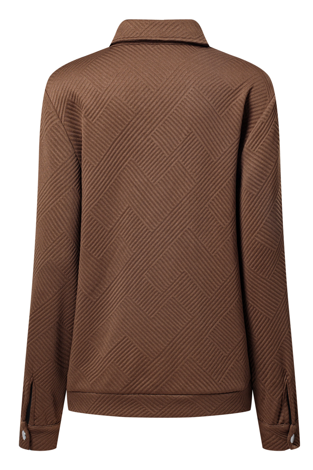 Blackish Green Solid Color Zip Up Button Flap Pocket Shirt Collar Jackets