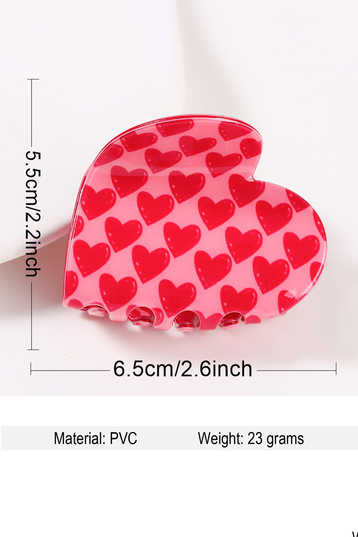 Rose Red Sweet Valentines Heart Shape PVC Hair Claw Clip♥️