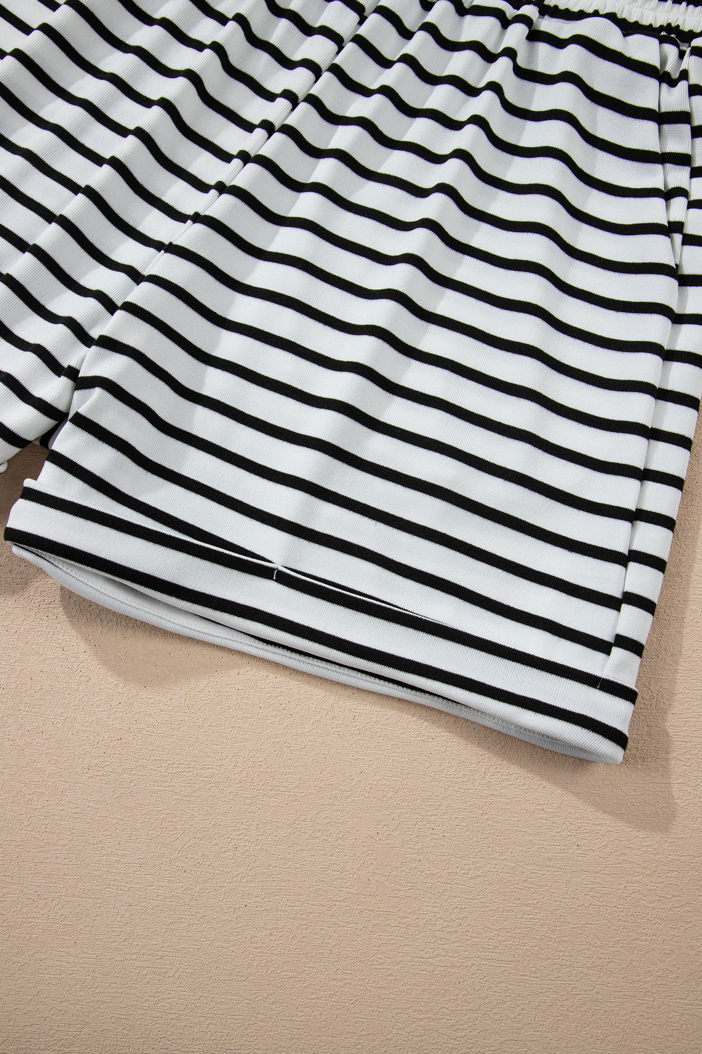 Brown Stripe Half Buttons Top and Shorts Set