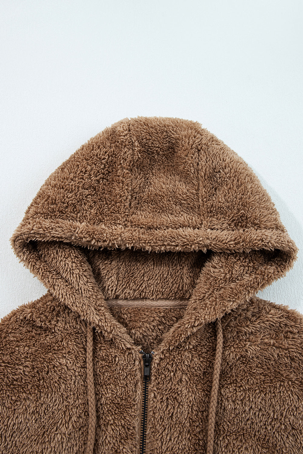 Parchment Zip Up Hoodie Drawstring Shorts Sherpa 2pcs Outfit