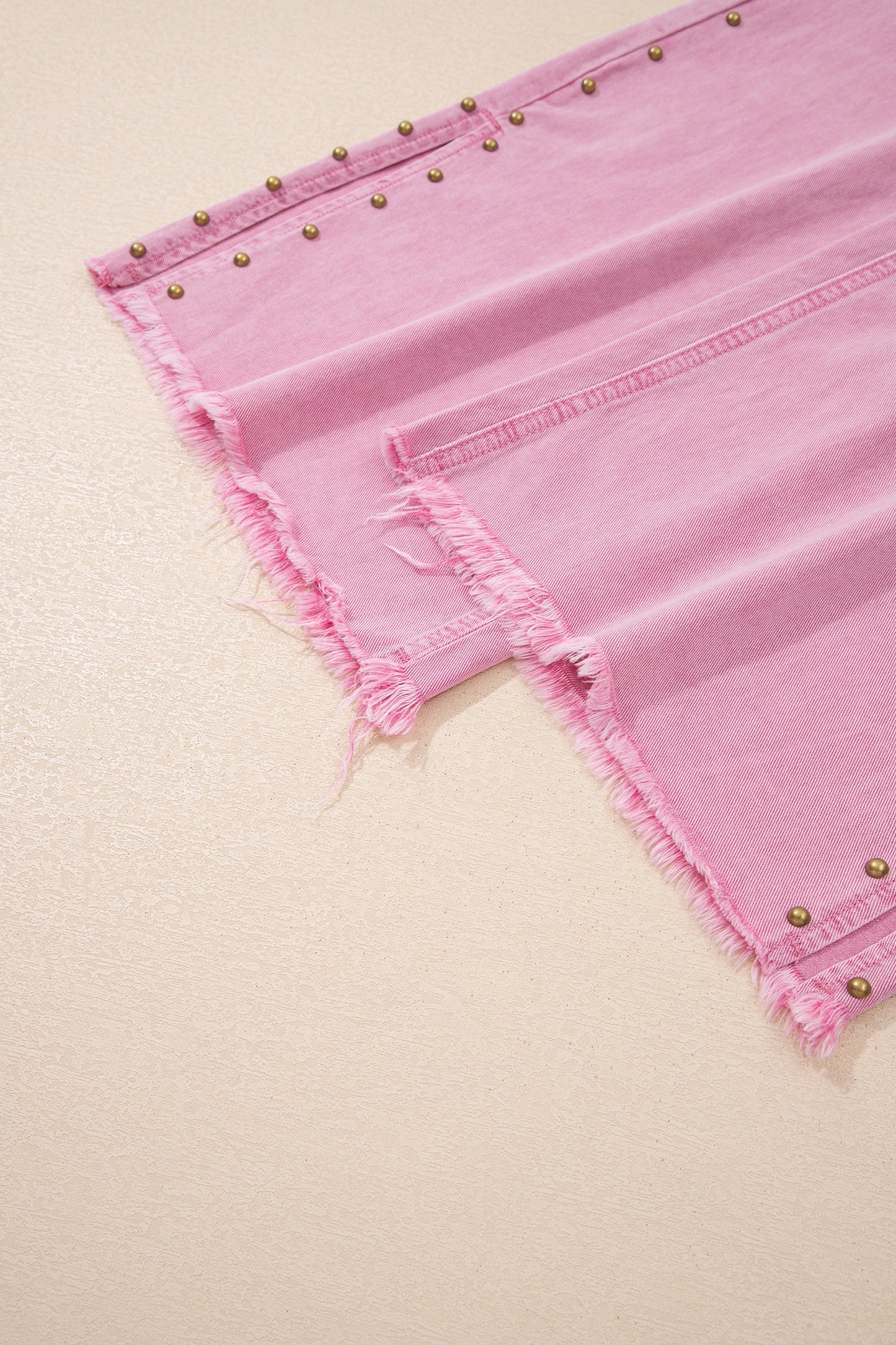 Pink Beaded Side Detail Split Loose Jeans🌸