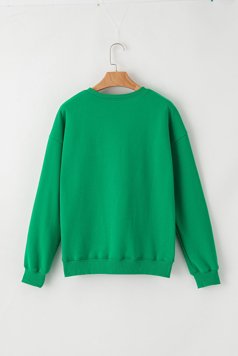 Green Lucky Letter Embroidery Print Drop Sleeve Sweatshirt☘️