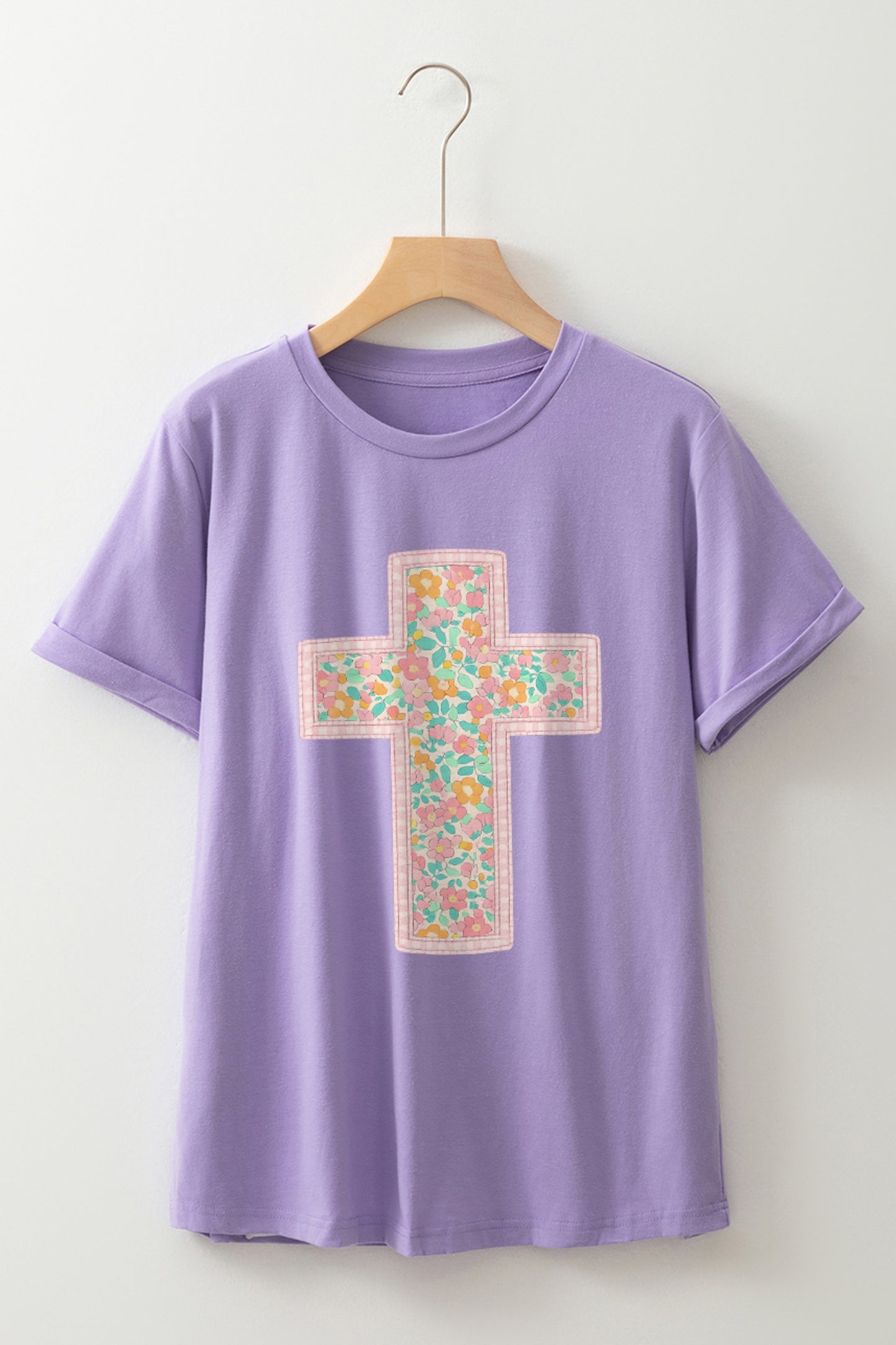 Wisteria Easter Floral Cross Christian Casual Tee✝️🌸💜