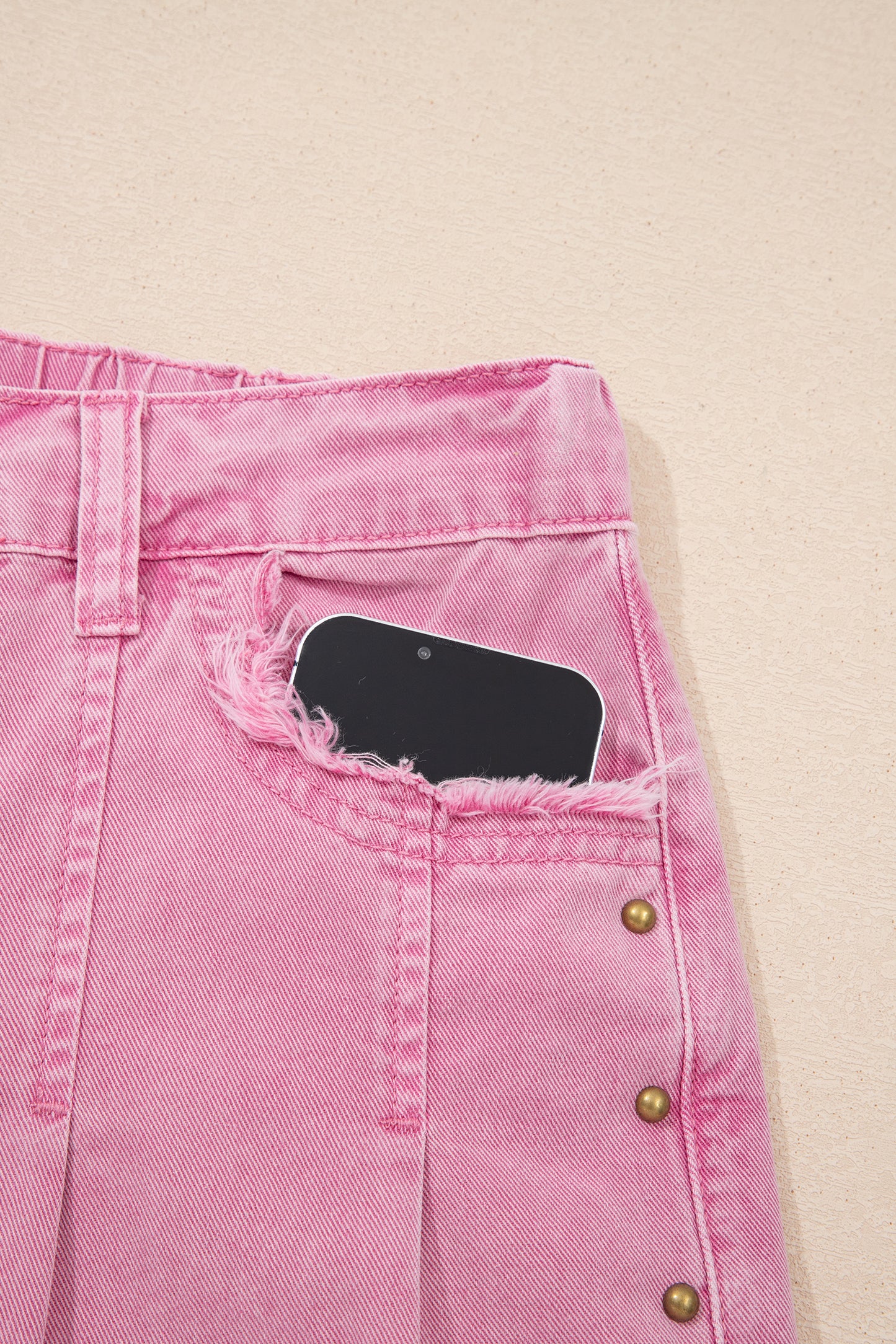 Pink Beaded Side Detail Split Loose Jeans🌸