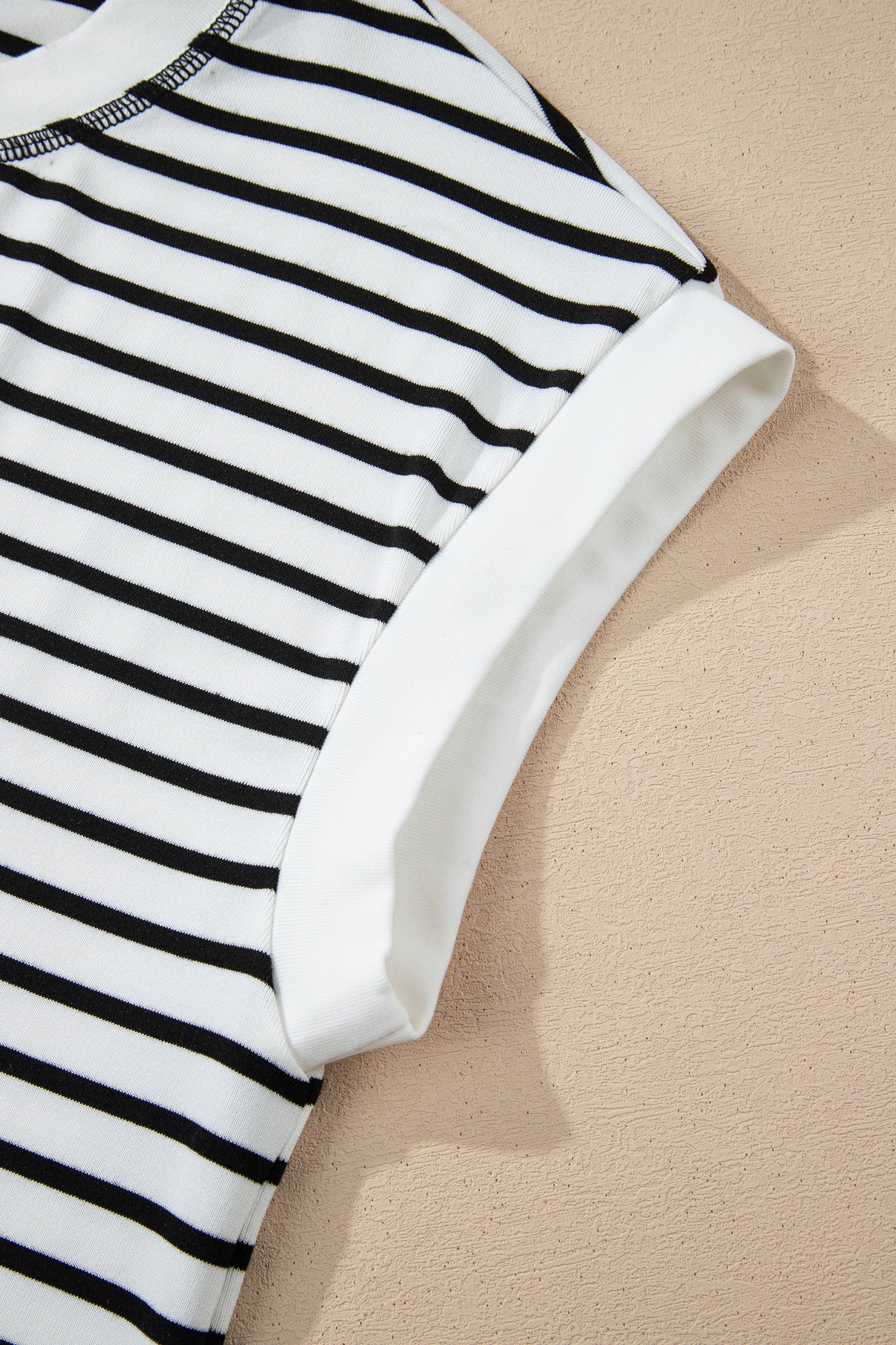 Brown Stripe Half Buttons Top and Shorts Set