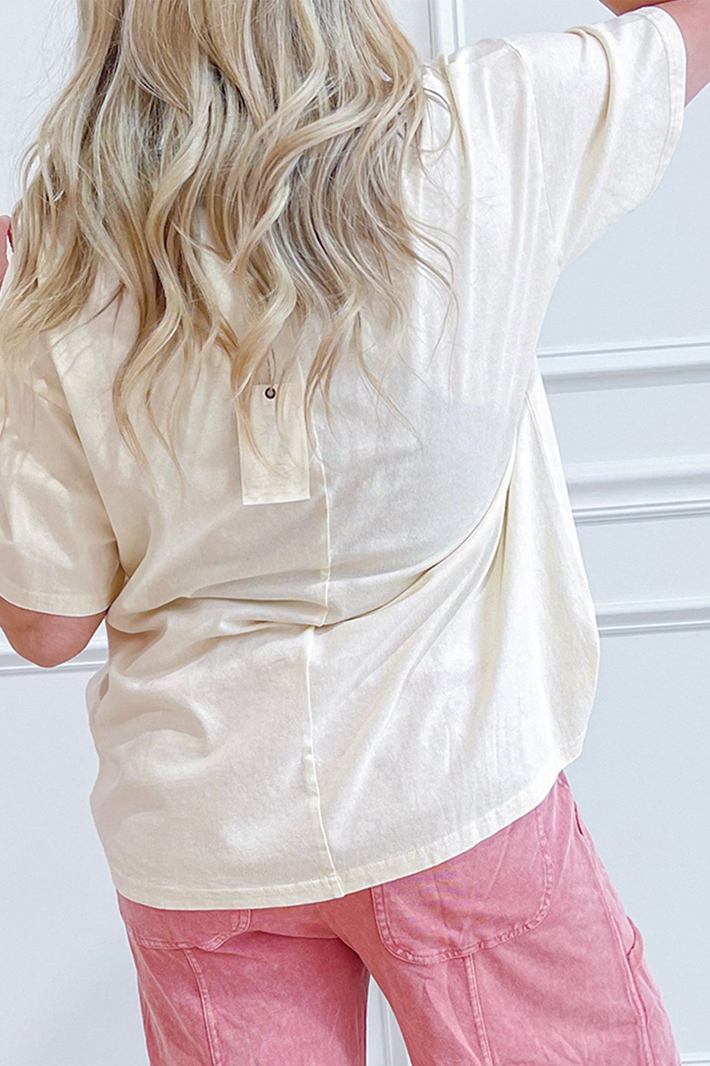 Beige Star Print Stud Detail Cotton Jersey Top🌟